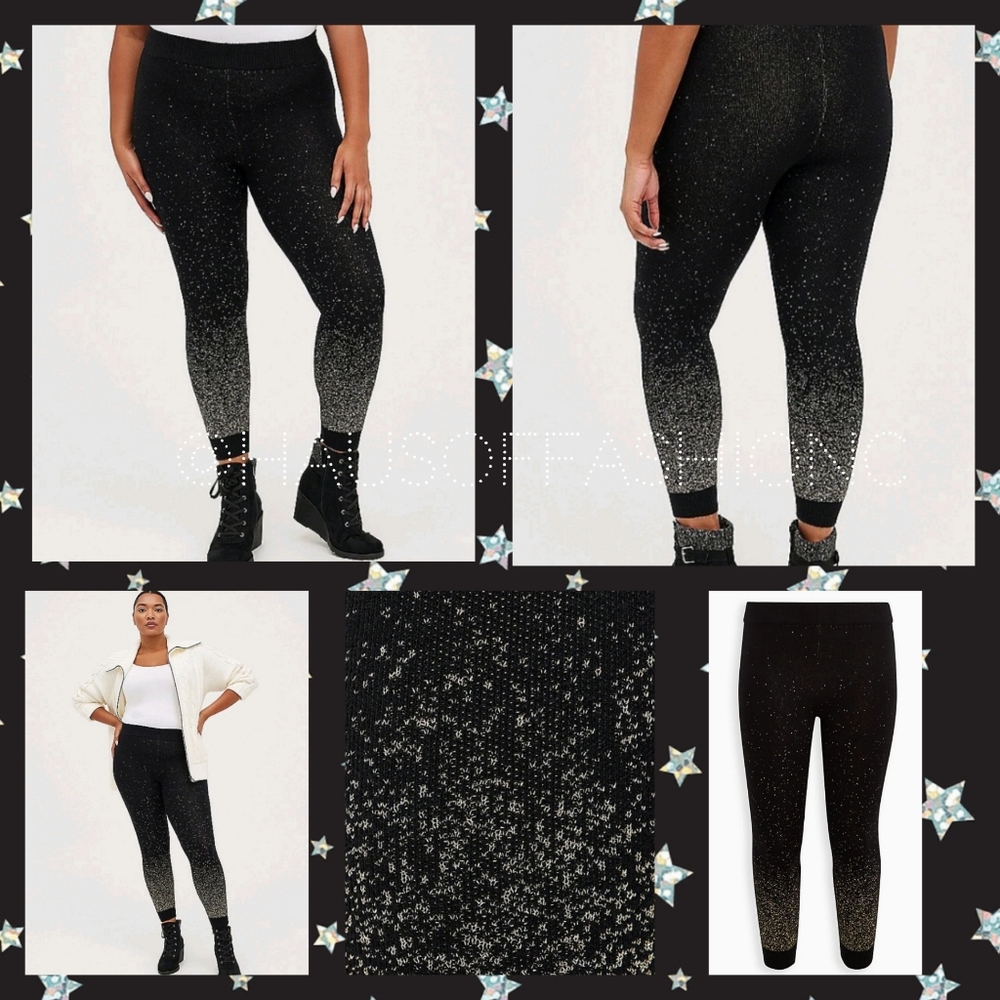 TORRID Black SPARKLE Platinum Lurex Sweater Leggings! NWT! - Picture 3 of 9